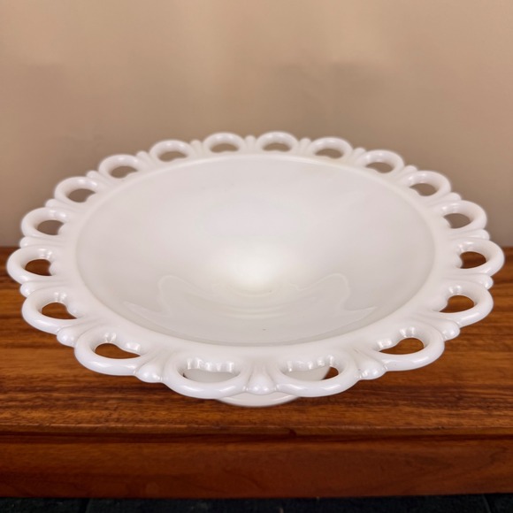 Anchor Hocking Other - Anchor Hocking Old Colony Lace Milk Glass Compote Pedestal Bowl 11 Inch Vintage